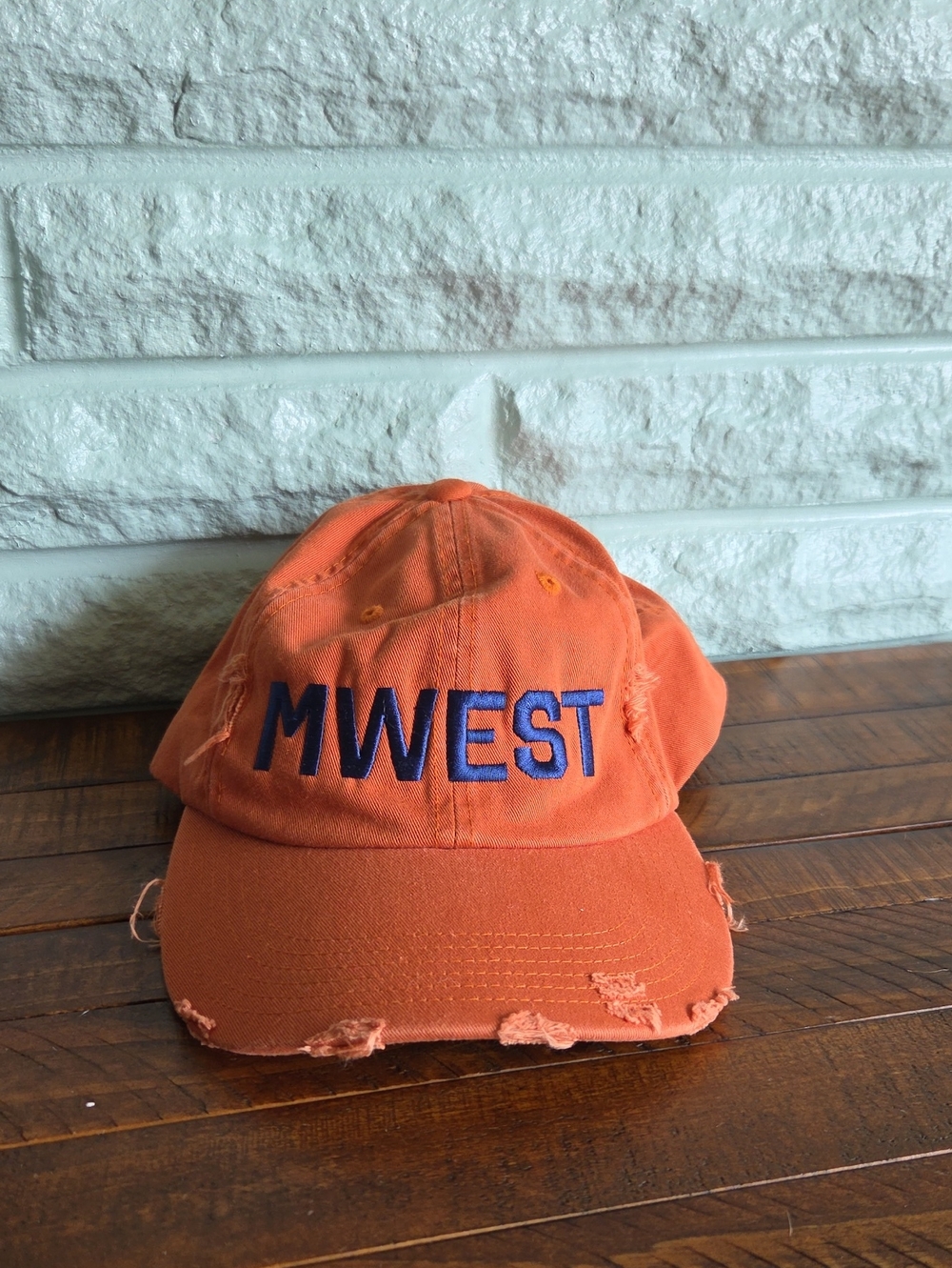 Nwt Orange Distressed Midest MWest Baseball Cap Hat
